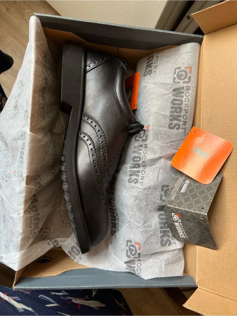 STEEL TOE Rockport Works Dressports Black Wingtip Safety Shoes 10.5 W excellent
